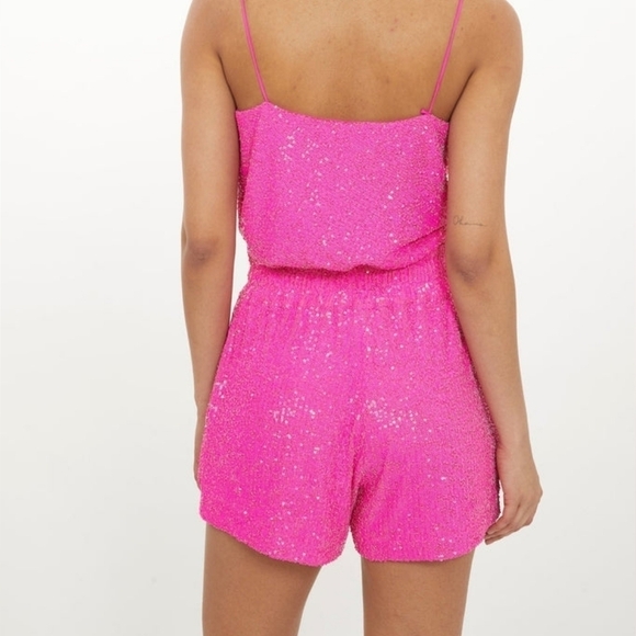 Generation Love Hot Pink High Rise Elise Sequins Shorts Sparkly Barbie Party - Picture 4 of 10